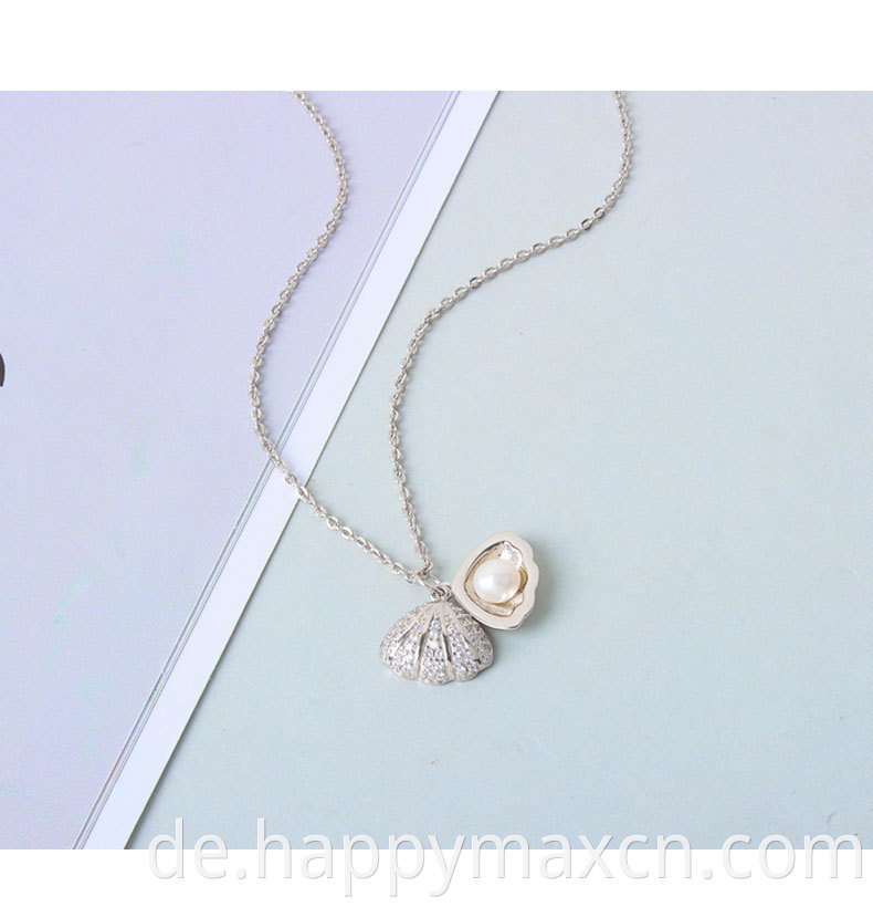 Wholesales Silber Roségold Shell Perlenkette 925 Sterlingsilber für Frauen